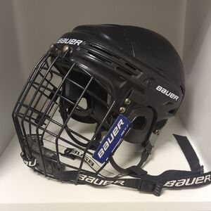 Kids JR Bauer Black Hockey Helmet with Cage